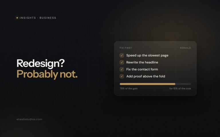 Checklist of quick website fixes that deliver most of the gain of a full redesign