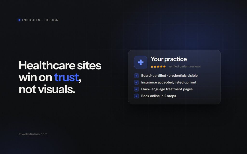 Healthcare practice profile showing credentials, accepted insurance and verified patient reviews