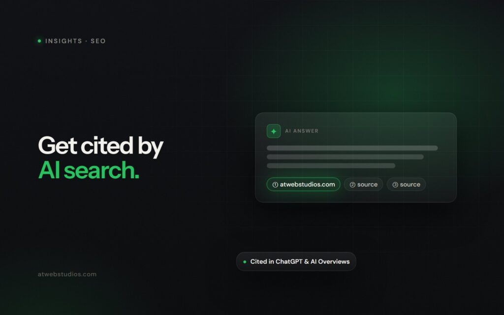 AI search answer citing atwebstudios.com as its first source